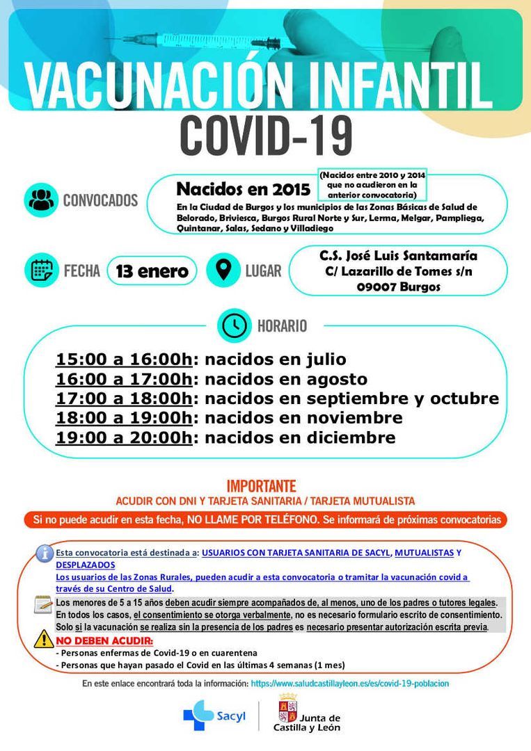 VACUNACIÓN INFANTIL - NACIDOS EN 2014 Y 2015